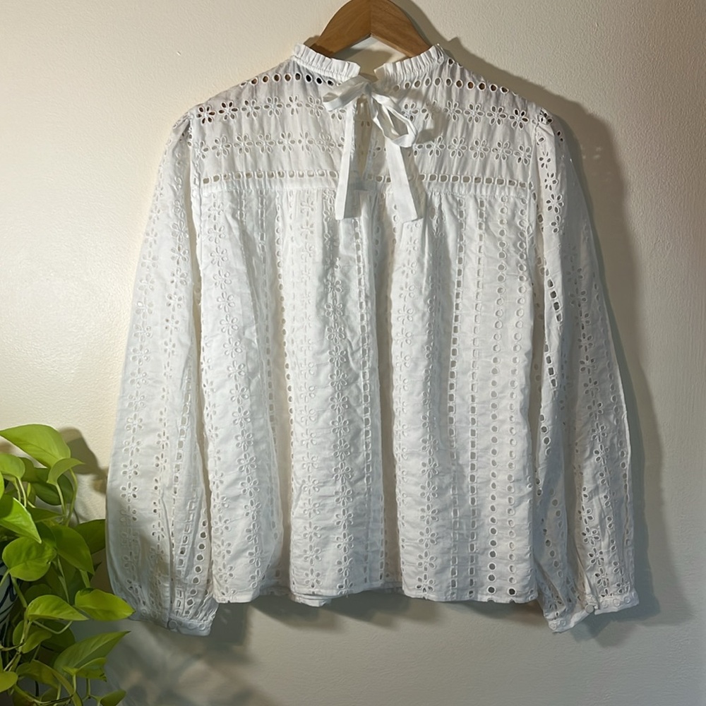 J. Crew White Eyelet Blouse